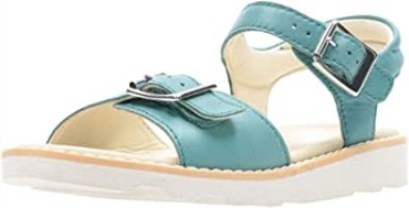 Sandalias Clarks Crown Bloom T Sling Back Para Niña Cuero Azul Verde Azulado