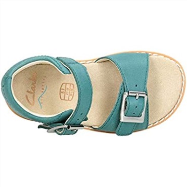 Sandalias Clarks Crown Bloom T Sling Back Para Niña Cuero Azul Verde Azulado