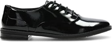 Zapatos Escolares Brogue Con Cordones Para Niñas Clarks Draw Star Charol Negro