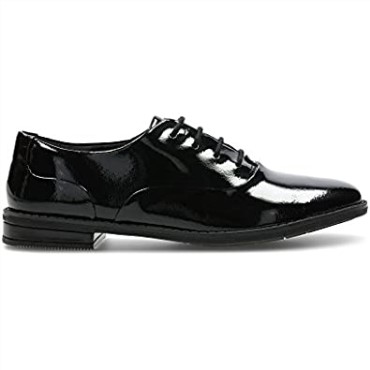 Zapatos Escolares Brogue Con Cordones Para Niñas Clarks Draw Star Charol Negro