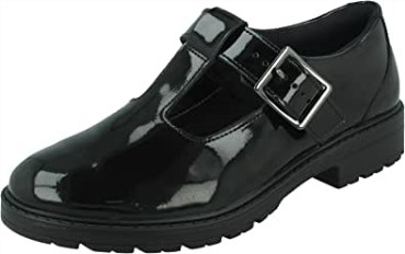 Juvenil Charol Zapatos Clarks Loxham Brillo Negro