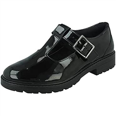 Juvenil Charol Zapatos Clarks Loxham Brillo Negro