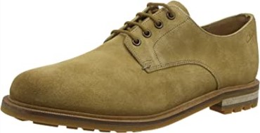Clarks Hombres Foxwell Hall Derbys Beige Arena Oscura Gamuza Arena Oscura Gamuza