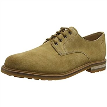 Clarks Hombres Foxwell Hall Derbys Beige Arena Oscura Gamuza Arena Oscura Gamuza