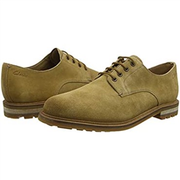 Clarks Hombres Foxwell Hall Derbys Beige Arena Oscura Gamuza Arena Oscura Gamuza