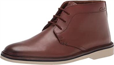 Botas Clarks Malwood Mid Chukka Para Hombre, Cuero Marrón Oscuro