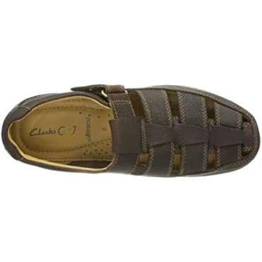 Sandalias Clarks Recline Open Para Hombre Marrón Caoba Ny Cuero