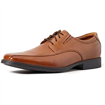 Clarks Tilden Walk Oxford Flat Brown Dark Tan Lea Para Hombre