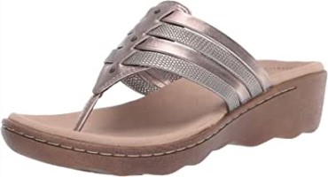 Sandalia Clarks Phebe Carman De Cuero Metalizado Peltre Para Mujer