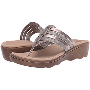 Sandalia Clarks Phebe Carman De Cuero Metalizado Peltre Para Mujer