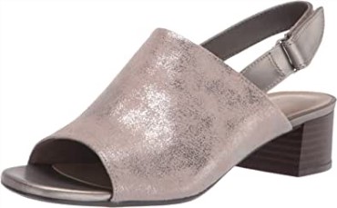 Sandalia Con Tacón De Mujer Clarks Pewter Textile Elisa Lyndsey