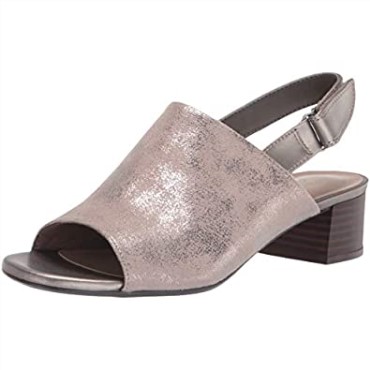 Sandalia Con Tacón De Mujer Clarks Pewter Textile Elisa Lyndsey