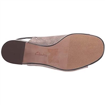 Sandalia Con Tacón De Mujer Clarks Pewter Textile Elisa Lyndsey