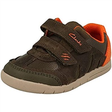 Clarks Rex Play Niño Caqui Verde Cuero Niños Rip Tape Zapatos 6 G Caqui Cuero