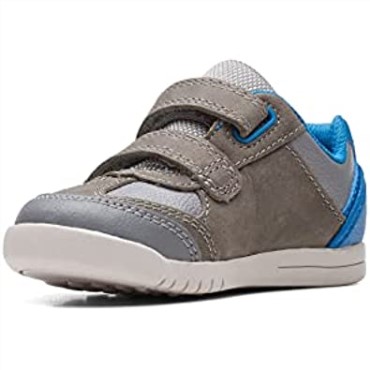 Clarks Rex Play Zapatos De Cuero Para Niños Pequeños Gris/azul