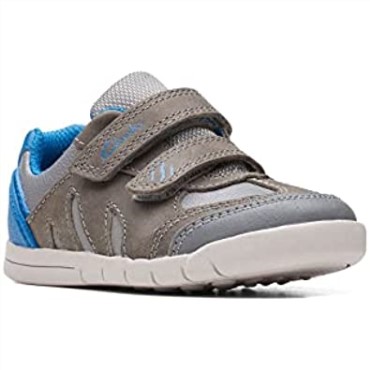 Clarks Rex Play Zapatos De Cuero Para Niños Pequeños Gris/azul