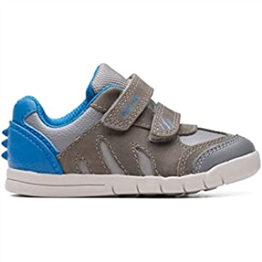 Clarks Rex Play Zapatos De Cuero Para Niños Pequeños Gris/azul