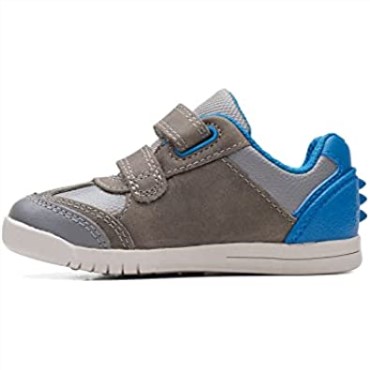 Clarks Rex Play Zapatos De Cuero Para Niños Pequeños Gris/azul