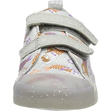 Zapatilla Clarks Plata Lona Bebé Niñas Foxing Print T Sneaker Niño
