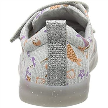 Zapatilla Clarks Plata Lona Bebé Niñas Foxing Print T Sneaker Niño