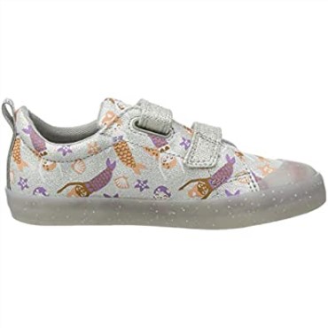 Zapatilla Clarks Plata Lona Bebé Niñas Foxing Print T Sneaker Niño
