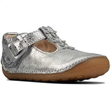Clarks Ti Ny F Inferior Niño Plata Cuero Niñas Pre Walker Zapatos Plata