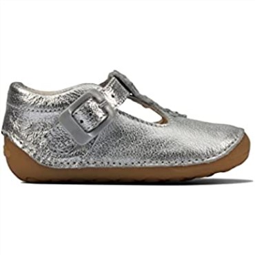 Clarks Ti Ny F Inferior Niño Plata Cuero Niñas Pre Walker Zapatos Plata