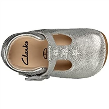 Clarks Ti Ny F Inferior Niño Plata Cuero Niñas Pre Walker Zapatos Plata