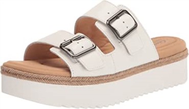 Sandalia De Playa De Mujer Clarks Lana En Piel Blanca