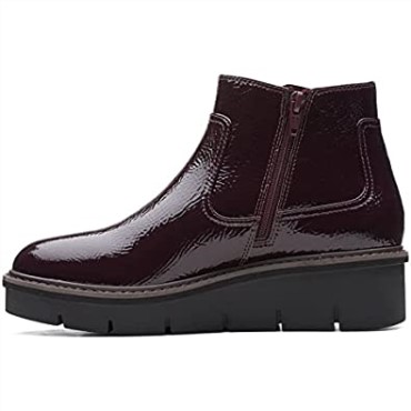 Botines Mujer Clarks Estilo Airbell Charol Burdeos