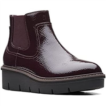 Botines Mujer Clarks Estilo Airbell Charol Burdeos