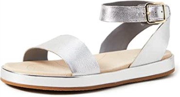 Sandalias De Tiras Mujer Clarks Botanic Poppy Plata Plata Cuero