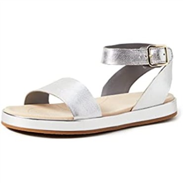 Sandalias De Tiras Mujer Clarks Botanic Poppy Plata Plata Cuero