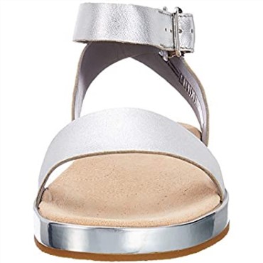 Sandalias De Tiras Mujer Clarks Botanic Poppy Plata Plata Cuero