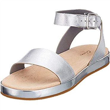 Sandalias De Tiras Mujer Clarks Botanic Poppy Plata Plata Cuero