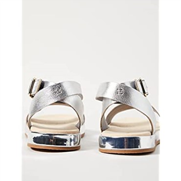 Sandalias De Tiras Mujer Clarks Botanic Poppy Plata Plata Cuero