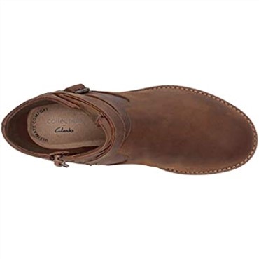 Botines Clarks Camzdime Mujer Cuero Tostado Oscuro