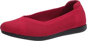 Clarks Carly Wish Bailarinas Planas De Punto Rojo Para Mujer