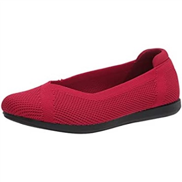 Clarks Carly Wish Bailarinas Planas De Punto Rojo Para Mujer