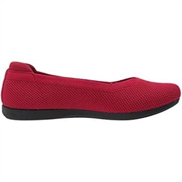 Clarks Carly Wish Bailarinas Planas De Punto Rojo Para Mujer