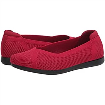 Clarks Carly Wish Bailarinas Planas De Punto Rojo Para Mujer