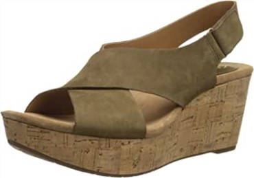 Sandalia Con Cuña Clarks Caslynn Shae Mujer Negro Nubuck Caqui