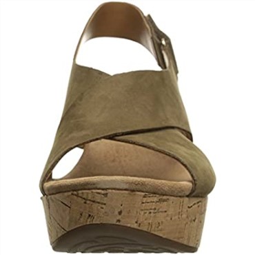 Sandalia Con Cuña Clarks Caslynn Shae Mujer Negro Nubuck Caqui
