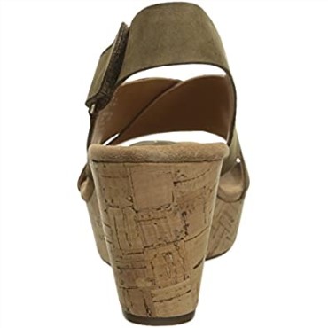Sandalia Con Cuña Clarks Caslynn Shae Mujer Negro Nubuck Caqui