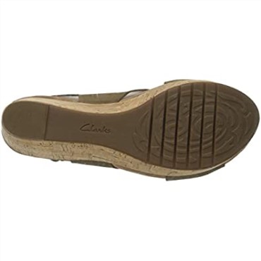 Sandalia Con Cuña Clarks Caslynn Shae Mujer Negro Nubuck Caqui
