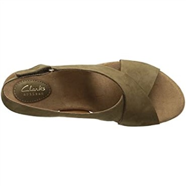 Sandalia Con Cuña Clarks Caslynn Shae Mujer Negro Nubuck Caqui