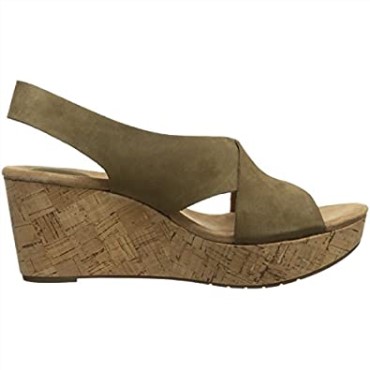 Sandalia Con Cuña Clarks Caslynn Shae Mujer Negro Nubuck Caqui