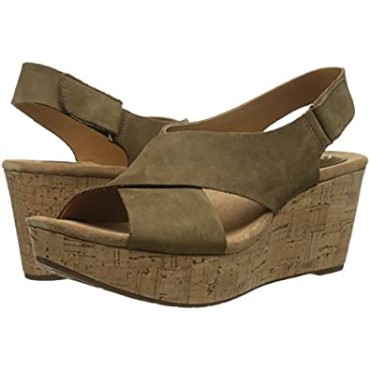 Sandalia Con Cuña Clarks Caslynn Shae Mujer Negro Nubuck Caqui