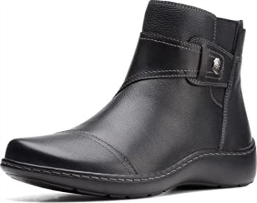 Botines Clarks Mujer Cora Tropic Cuero Metalizado Negro Piel