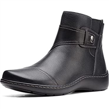 Botines Clarks Mujer Cora Tropic Cuero Metalizado Negro Piel